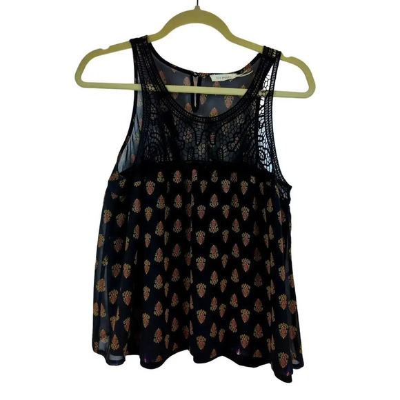 Blue Pepper Crochet/ Gauze Tank Black /Salmon Size Medium - Picture 1 of 11